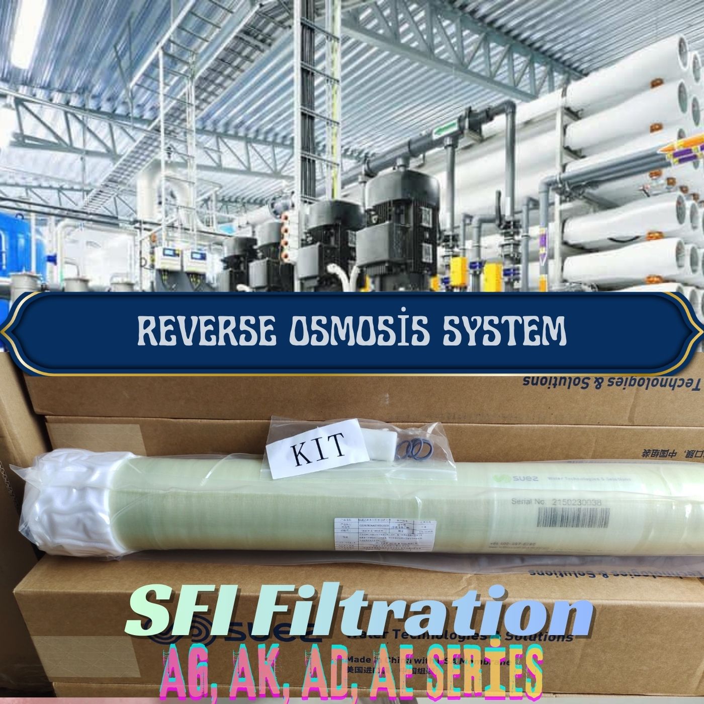 SUEZ AK Series RO membrane low pressure dengan salt rejection 99.5%, flux tinggi dan tekanan operasi rendah untuk power plant, kawasan industri, dan WWTP.