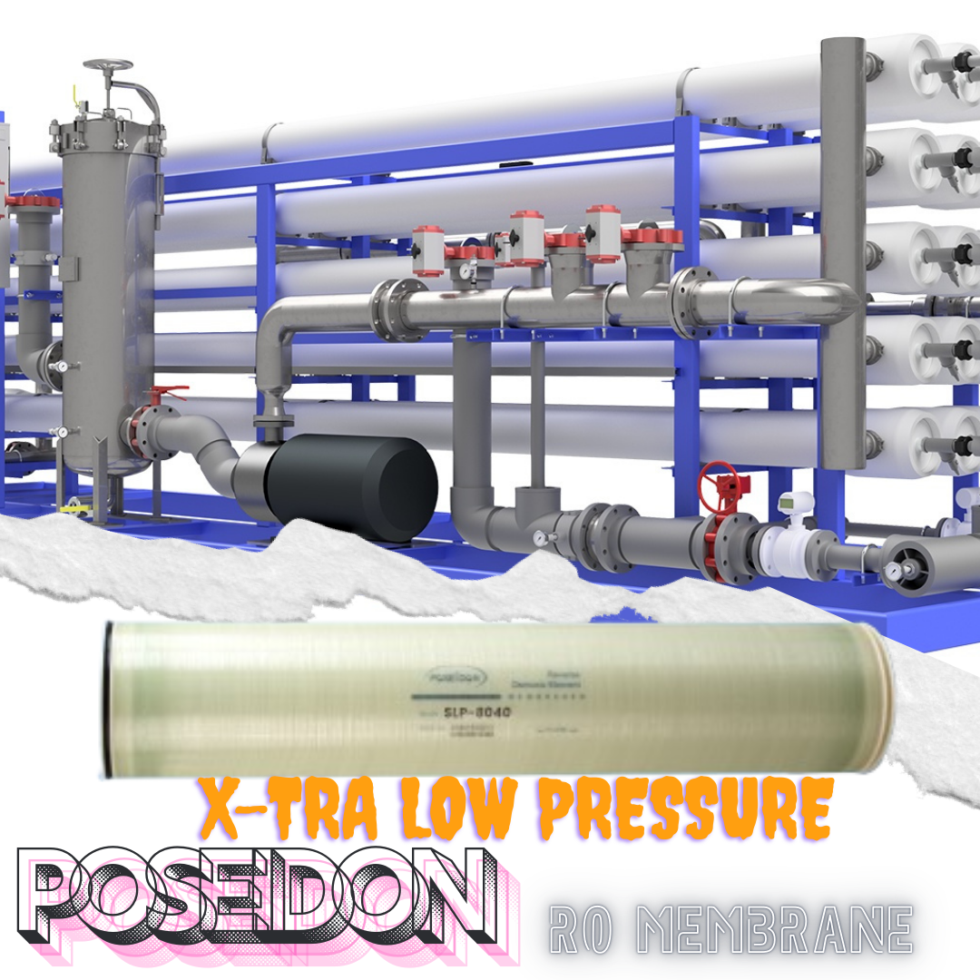Poseidon Membran RO XLP-8040 adalah membran osmosis balik (Reverse Osmosis) yang dirancang untuk aplikasi industri dengan tekanan rendah. Membran ini terbuat dari komposit poliamida dan dirancang untuk bekerja pada tekanan rendah, menghasilkan air dengan tingkat penolakan garam yang baik.